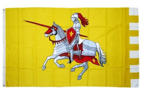 Fahne/Flagge Ritter mit Pferd gelb 90 x 150 cm