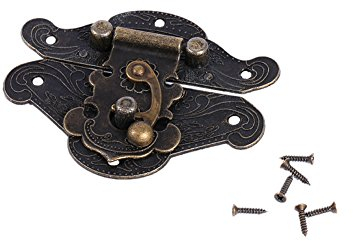 Estilo de enganche antiguo grabado de bronce vintage diseño bronce antiguo joyería de madera hebilla candado pequeño joyero maleta o muebles(Large)