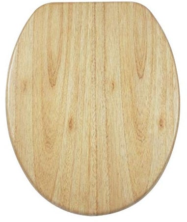 AQUALONA® Essential Value Toilet Seats Wipe Clean Moulded Wood - Stainless Steel Slow Close Hinges - Wipe Clean - Easy Installation (Oak Effect Veneer)