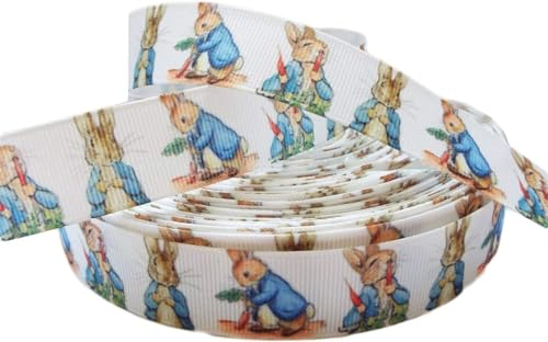Reis of London Geschenkband mit Blumenmotiv Peter Rabbit & Friends, Grosgrain, 2 m x 22 mm Ideal für Babypartys.