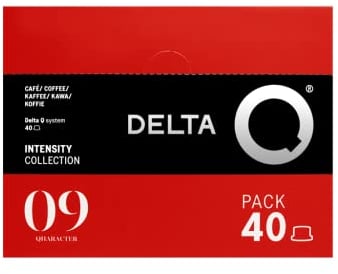 Delta Q - Cápsulas de Café Molido Qharacter - Espresso Intenso con Notas de Caramelo y Frutos Secos - Intensidad 9 - Molido Natural - 40 Cápsulas