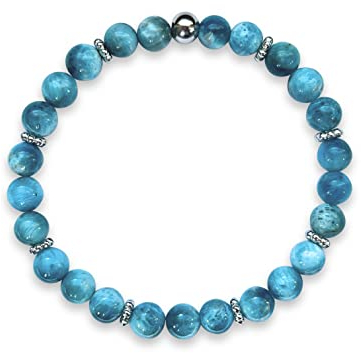 Majas Perlen Apatit Armband mit Perlen echt 6mm Daisyperlen echt platiniert oder vergoldet - Handmade Perlenarmband für Offenheit Lebendigkeit und Kontaktfreude - Spiritueller Schmuck Damen Mädchen