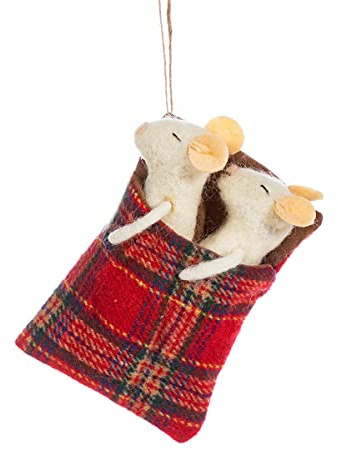 Sass & Belle 2-in-a Bett-Mäuse Dekoration - Hängende Dekoration - Filz - Weihnachten