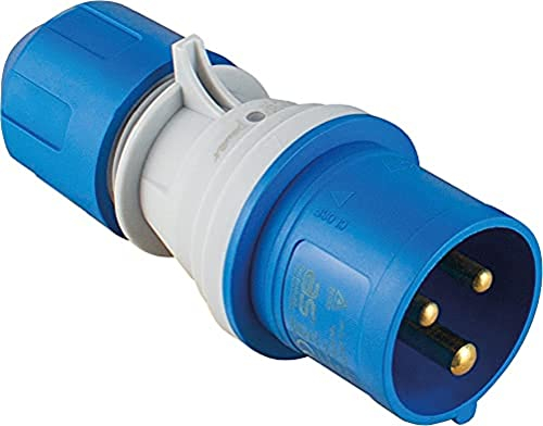 as - Schwabe - CEE Stecker mit POWERLIGHT Spannungsanzeige - 230 V, 16 A, 3-polig - Outdoorstecker - IP44 fremdkörper- und spritzwassergeschützt - zur Verwendung im Außenbereich geeignet - blau, 61486