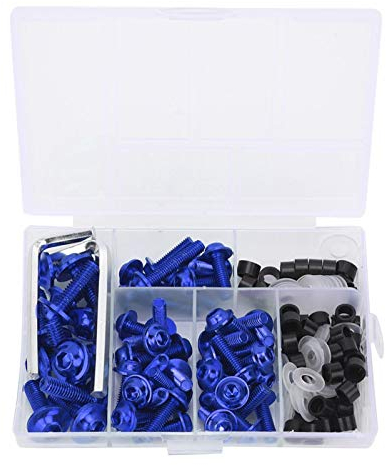 Yuecoom 158 Pz/set Kit Chiavi Guarnizione Bulloni Carena Universale, Kit Bulloni Carena In Alluminio ABS Nuovo di Zecca Universale per Moto(Blu)