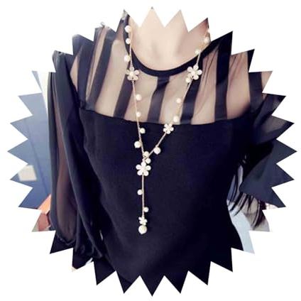 Aneneiceera Boho Quaste Perle Anhänger Lange Halskette Retro Große Perle Anhänger Weiße Blume Halskette Pullover Kette Gold Einfach Y Halskette Goldkette Handgefertigt Hochzeit Zubehör Geschenk