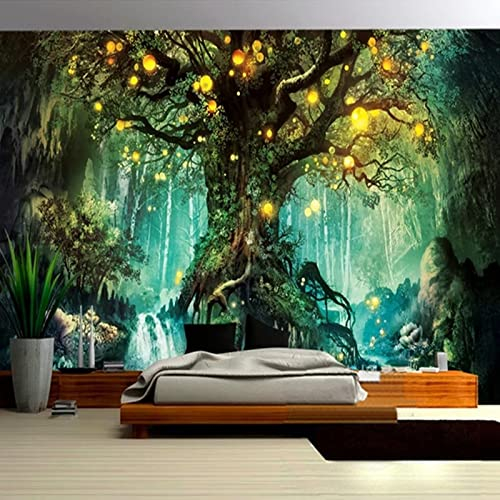 Fototapete 3D Romantische Fantasie Wald Baum Handgemalte Wandbilder Wohnzimmer TV Sofa Kinder Schlafzimmer Hintergrund Tapete Wände,350x245cm
