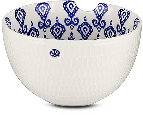 Aeelike Grand bol en fil de Celadon - 15,5 x 9,5 cm - Élégant - Portable - En céramique - Avec trous - Bol en laine fait à la main - Pour le tricot, le crochet, les accessoires de bricolage (blanc)