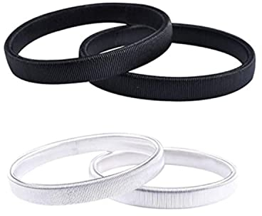 Bessy shop Ärmelhalter,2 Paar Anti Rutsch Armband Ärmelhalter Sleeve Holders Stretch Metallarmbänder zum Fixieren von Langen Ärmeln Hemd Ärmelhalter für Kellner Damen Herren Hemd Schwarz Silber