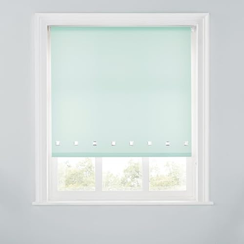 Premium Trimmable Square Eyelet Roller Window Blind – Light Filtering Fabric,Easy Fit,Child Safe Chain for Bedroom,Kitchen,Living Room. 4FT - DUCK EGG - 120cm (W) x 170cm (L) | 47.2 (W) x 66.9 (L)