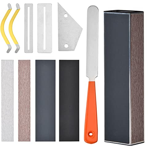 Daelesr Kit di Strumenti per Liutaio per Chitarra 11PCS, Lima per Tasti, 2 Fret Tastiera Protettore, Fret Rocker, 4 Carta Vetrata, 2 Separatore di Corde, Trave Lvellamento per Chitarra Basso Banjo
