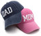 Hiwelove Mütze für Mutter und Vater, Vatertagsgeschenk, Bestickt, verstellbar, Geschenk für Paare, Eltern, Rosa Mama-Hut und marineblauer Papa-Hut, Einheitsgröße