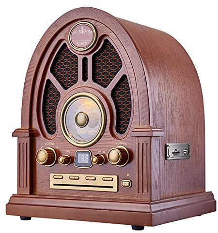 Radio Retro, Reproductor de CD de Radio portátil, Caja de Altavoz de Madera Retro Bluetooth, Radio FM/Am Retro con Sistema estéreo + AUX, Compatible con reproducción de t