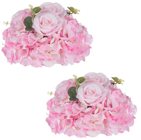 NUPTIO Blume Hochzeit Tafelaufsätze für Tische: 2 Stück 30cm Durchmesser Rosa Künstliche Blumen Rose Ball für Tafelaufsätze Tabelle Gefälschte Rose für Hochzeiten Geburtstag Party Dekoration