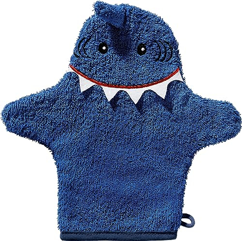 Erwin Müller Kinder-Waschhandschuh Hai Walk-Frottier blau Größe 25x28 cm