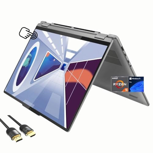 Lenovo Yoga 7 2-in-1 Touch Laptop, Display WUXGA da 16 pollici, AMD 6-Core Ryzen 5 7535U (Beat i7-1260P), 8GB RAM, SSD PCIe 1TB, KB retroilluminato, lettore FP, tastiera, USB-C, WiFi 6, HDMI, cavo PDG