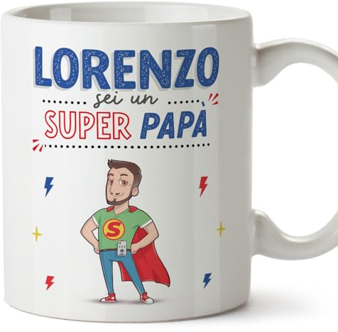 Mugffins Tazza Personalizzata in ceramica per PAPÀ/PADRE 11 oz / 350 ml - In italiano - Sei Super! - Idea regalo per compleanno, anniversario, natale