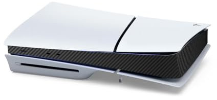 BeisDirect Schutzfolie für die Konsole für PS5 Slim, Skin Aufkleber für Playstation 5 Slim, Wrap Cover Vinyl Aufkleber Host Center Decals für PS5 Slim Spielkonsole (Kohlefaser, Schwarz)