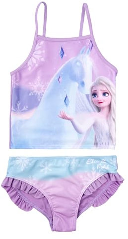 Disney Die Eiskönigin Tankini Badeanzug mit Rüschen für Mädchen - ELSA Frozen Kinder Zweiteiler Schwimmanzug Lila (DE/NL/SE/PL, Numerisch, 92, Regular, Lila)