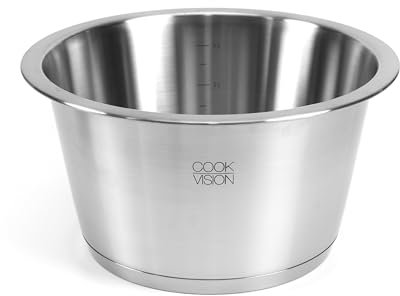 cookvision Edelstahltopf, Chrom-Nickel-Edelstahl, platzsparend, Induktionstopf für alle Herdarten, Innenskalierung, backofen-geeignet (Ø 22 cm x 12,7 cm, 3,8l)