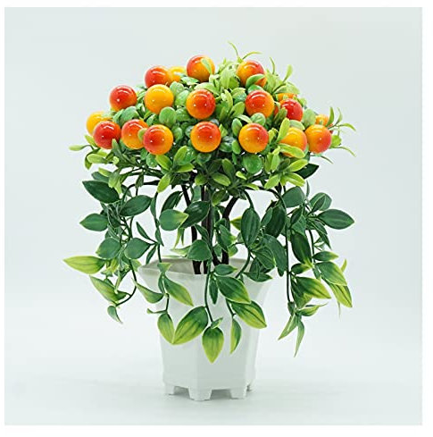 TONZN Faux Arbre fruitier Artificiel en Pot Porte-Bonheur, décoration de Plantes Vertes en Pot, Ornements pour décorations d'intérieur Simples (Couleur : D) (C)