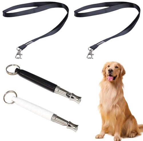 Thoquene 2 Stück Hundepfeife Hochfrequenz Lautlos, Hundepfeifen Rückruf, Verstellbare Gegen Bellen Mit Lanyard