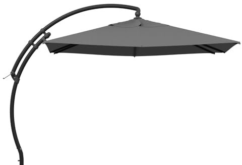 Sun Garden Easy Sun TM Ampelschirm 300 x 300 cm | quadratisch | Aluminium Anthrazit | 100% Olefin (ca. 190 g/m²) | 360° drehbar | Öffnung mit Kurbel | Bezug in Grau B055