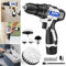Drill Set - Power Screwdriver Set - Cordless Drill Brush Kit - with 2X Batteries, Charger, 5X Cleaning Brush, 1 Extend Attachment and 10x Drill Bits - for Tightening/Loosening Screws and Cleaning