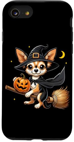 Hülle für iPhone SE (2020) / 7 / 8 Lustiger Chihuahua Hund Hexe Halloween Kostüm Besen Stock