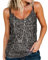 AirMood Frauen Sexy U-Ausschnitt Sparkle Shimmer Tank Westen Pailletten Tops Disco Pailletten Tank Schwarz, Silber, XL