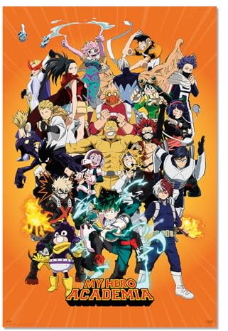 Grupo Erik Poster My Hero Academia Kunstdruck - Deko Wohnzimmer oder Deko Schlafzimmer - Deko Zimmer - Größe 61 x 91 - Offizielle My Hero Academia Fanartikel