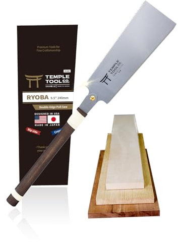 Japanische Zugsäge - Ryoba Handsäge 9.5 mit zerrissenem Schnitt und Querschnitt - Holzsäge für Schwalbenschwanz, Zapfen, Holzbearbeitung, Schneidbretter auf Länge und Breite -