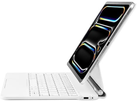 mobee Magic Keyboard Case para iPad Pro de 11 pulgadas 2024 (M4), funda magnética para teclado con trackpad multitáctil, retroiluminada, ligera (blanco, iPad Pro 11 2024 M4)