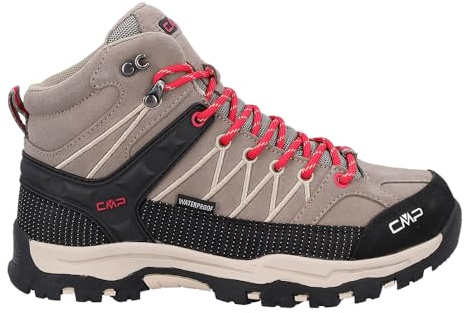 CMP Kids Rigel Mid Trekking Shoes Wp Hiking, Deserto-Carminio, 7 UK