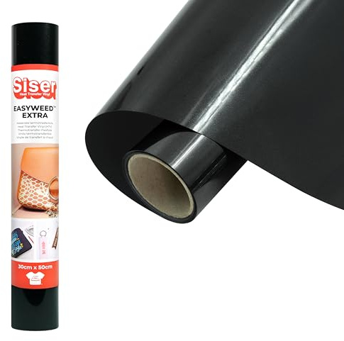 Siser EasyWeed Extra Black, 30 cm x 0,5 m, Thermotransfer Vinyl zur individuellen Gestaltung von Nylon, Leder und beschichteten Textilien