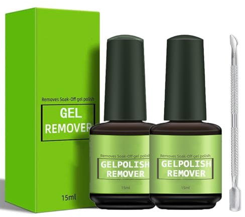 2pcs 15ml Gel Nail Polish Remove - Effective Gel Polish Remover - Quickly Peel Off Nail Polish In 3-5 Minutes - Easy Nail Varnish Remover With Cuticle Pusher - No Need Soaking Or Wrapping