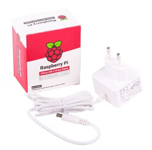 Alimentador Oficial para Placas Tipo Pi 4 - USB-C, 5V, 3A, 15W, Color Blanco - Ideal para Alimentar proyectos de computación y electrónica.