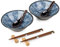 Zen Minded Ensemble De Bols à Ramen en Céramique Japonaise – Motif Traditionnel Seikaiha Ondulé | Bols à Soupe De Nouilles Authentiques avec Cuillères Chirirenge, Vaisselle Asiatique élégante