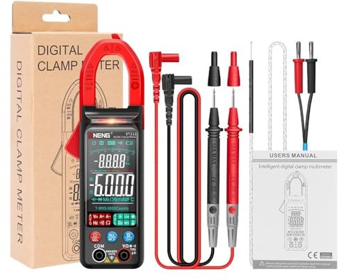 TIEOAXFT Pince ampèremétrique numérique ST212 DC/AC, 6000 Points, 400 A, Grand écran Couleur, testeur de Tension for Voiture, NCV Ohm(ST212 Red)