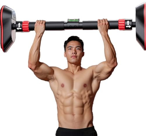 FumyFumy Barre de Tractions Porte Pull Up Bar, Barre Traction Murale réglable (73-100cm), Bar de Traction avec Alarme de Sécurité Montage Sans vis Fitness à la Maison, Maximum 220 kg