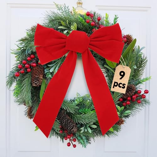 Forbabe 9 Stück Schleifen Weihnachten Groß Rote Weihnachtsschleifen 35x27cm