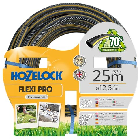 Hozelock Pro | 50m Flexi Pro Hose | Transparent Garden Hosepipe | Sustainable 70% Recycled PVC | Premium Feel | Flexible, Strong, Durable | Modern Design
