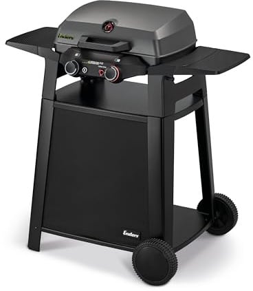 Enders® eURBAN Pro 2 + Trolley, emaillierter Gussrost, abnehmbare Seitenablage, Enders® Elektrogrill, Balkongrill, 2 in 1 Tischgrill & Standgrill, Rollwagen, mit Schnellheizelement, #971972
