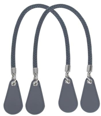 Neu 1 Paar Obag PU Woven geflochtenes Leder Seil Griffe Riemen runden Grifffür O Bag Zubehör (Dunkelgrau,Länge 68cm)