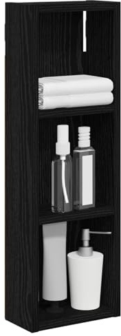 vidaXL Badezimmer-Wandschrank Schwarze Eiche 20 x 10 x 60,5 cm, Moderner Badschrank, rechteckiges Regal, funktionale Aufbewahrung, platzsparende Lösung, stilvolles Design