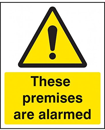 Caledonia Signs 21702D These Premises are Alarmed Sign, Self Adhesive Vinyl, 150 mm x 100 mm