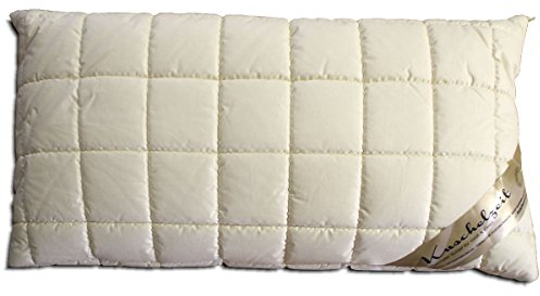 Meivita Merino Schafschurwolle Kopfkissen Schurwoll Kissen in 40x80 cm Made in Germany
