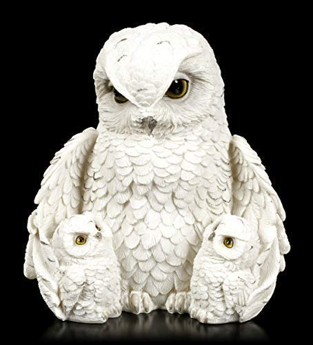 Weiße Eulen Figur - Feathered Family | Tierfigur Schnee-Eule, handbemalt