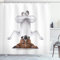 ABAKUHAUS Yoga Rideau de Douche, Chien Upside Down Relax, Tissu Ensemble de Décor de Salle de Bain avec Crochets, 175 cm x 180 cm, Marron, Blanc,