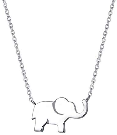 FANCIME Elefant Anhänger Kette Schmuck für Damen Mädchen Kinder 925 Sterling Silber Weiß Vergoldet - Verstellbar Armkette: 40 + 5 cm